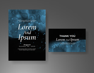 Wedding invitation with Abstract splashed watercolor background