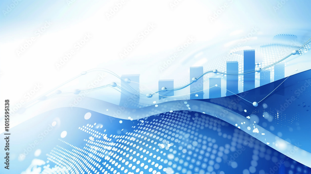 Wall mural blue business background with business data graphs analytics