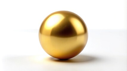 Golden sphere isolated on a white background with minimalist design