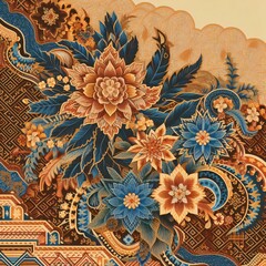 floral seamless batik style art pattern