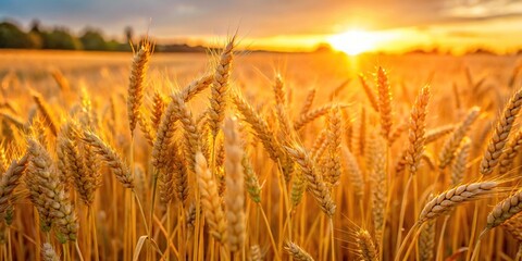 Golden wheat field at sunset