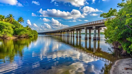 Fototapeta premium Gordon River Greenway Naples Florida Bridge from shore Long Shot