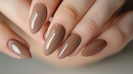 Elegant baby boomer manicure with soft, well-groomed hands. Gradient nail art and beauty treatment on a pink background.
