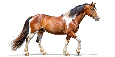 Graceful noble horse isolated in aerial view