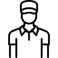 delivery driver in uniform and cap line or outline icon