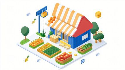 Fototapeta premium A platform connecting farmers with customers for direct sales of fresh produce.