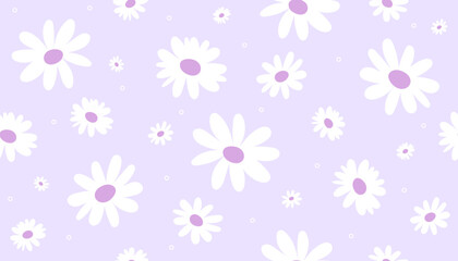 seamless pattern with flowers, daisy,purple color background.