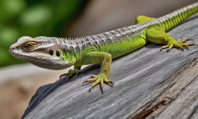 Fototapeta premium green lizard on a tree