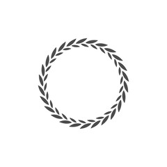 Obraz premium Black circle of wheat ear on white background. Agriculture wheat logo template vector icon