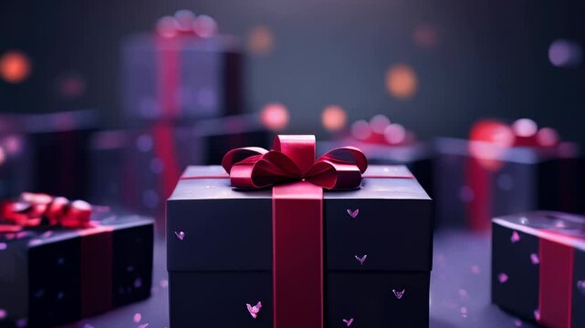 Gift box on dark festive background