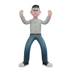 Male Literary Professional in 3D. A male writer is standing while clenching his palms upwards. Writer Cartoon