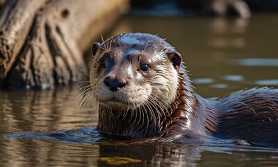 Obraz premium otter in the water