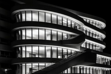 Fototapeta premium Modern Concrete Architecture with Grand Staircase and Geometric Design