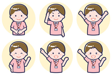 介護士の男性のポーズセット2_01
