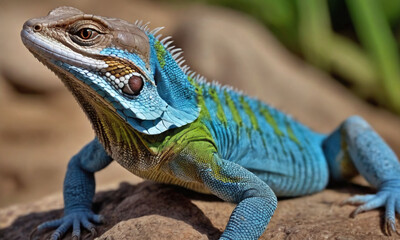Fototapeta premium iguana on a tree, changing color