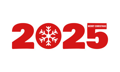 2025 happy new year poster, greeting card or social media post template, white background vector illustration