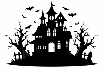 Halloween house vector illustration, silhouettes of haunted house, Halloween house silhouette	