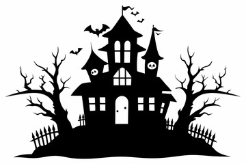 Halloween house vector illustration, silhouettes of haunted house, Halloween house silhouette	