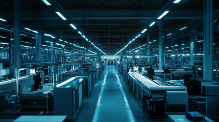 Obraz premium A high-efficiency manufacturing plant that produces energy-efficient lighting solutions.