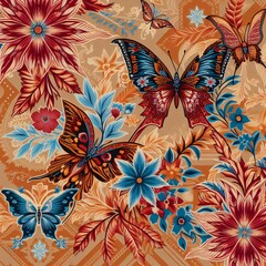 floral background with butterflies