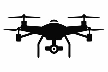 Drone silhouette vector, drone camera icon silhouette vector illustration	
