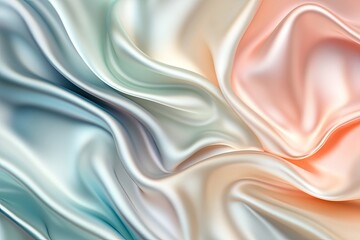 Obraz premium An elegant, flowing fabric with soft pastel colors, creating a smooth and luxurious texture that captures light beautifully.