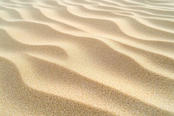 Close-up view of soft, golden sand waves, showcasing the natural patterns and textures created by the wind.