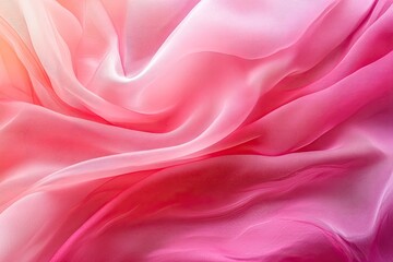 Obraz premium Soft pink fabric beautifully drapes, creating gentle waves and a serene atmosphere, perfect for backgrounds or artistic designs.