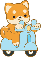 Cute puppy kawaii dog lovely animal vector icon. Fluffy Shiba Inu pet stickers. Happy doggy activities illustrations.
