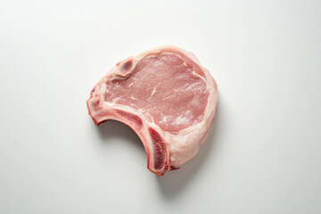 Juicy pork chop on white plate.