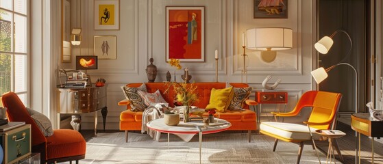 Step back in time with this vintage-inspired living room photo. Classic furniture, retro decor, and warm colors create a nostalgic and cozy