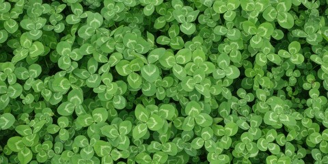 Lush green clover field: abundance of fresh leaves, nature&rsquo;s texture in vibrant greenery