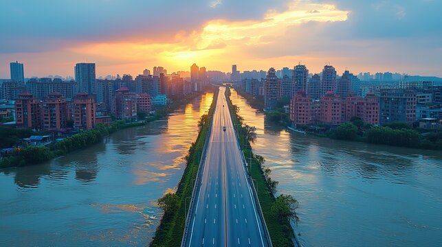 Climate change adaptation measures, including raised roads and reinforced bridges, help protect cities from rising waters.