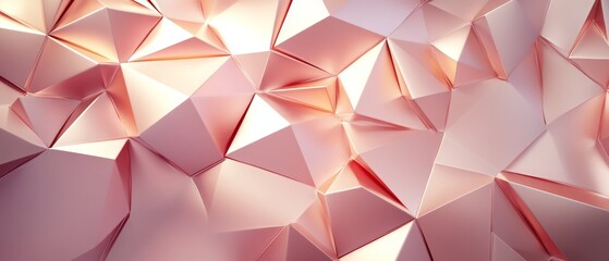 Obraz premium A background of triangular origami patterns in rose gold and copper, creating an abstract design with sharp angles and soft gradients.