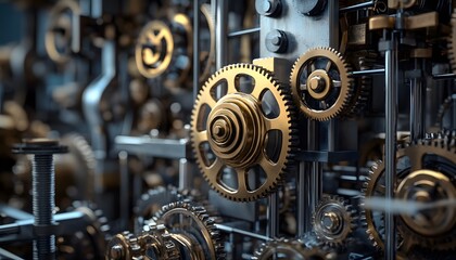 Intricate close-up of gears showcasing the complexity and beauty of mechanical engineering and machinery in motion.