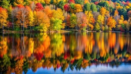 Autumn forest reflected in calm water, autumn, forest, reflection, water, nature, tranquil, serene, peaceful, foliage