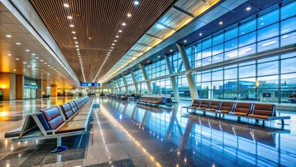 Modern interior of Hamad International airport terminal , Doha, Qatar, luxury, spacious, contemporary, travel