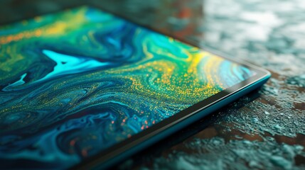 A close-up shot of a tablet