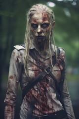 Obraz premium Cinematic Darkcore Horror Zombie Predator in a Forest