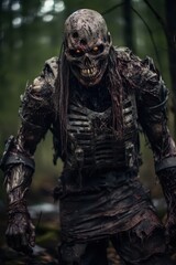 Cinematic Darkcore Horror Zombie Predator in a Forest