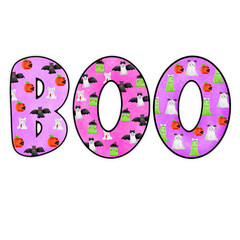 Boo Halloween colorful purple with little ghost pattern