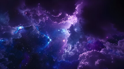 Stunning Purple Night Sky with Stars and Clouds Wallpaper