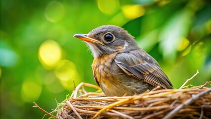 Small bird sitting peacefully in its carefully crafted nest, Bird, Nest, Wildlife, Feathered, Home, Natural, Habitat, Cute
