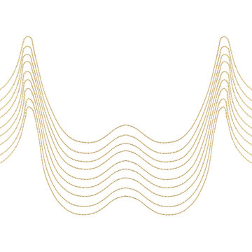 Cadenas doradas en formas onduladas. Motivo grafico, cenefa decorativa contemporanea