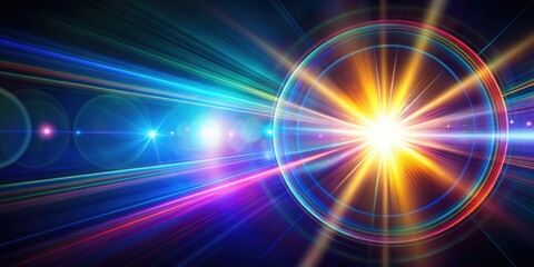 Obraz premium An abstract image of colorful light flares reflecting off an optical lens, lights, optical, lens, lens flares, shiny