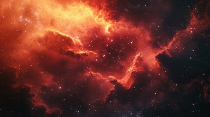 Fototapeta premium Cosmic Nebula with Red and Orange Hues