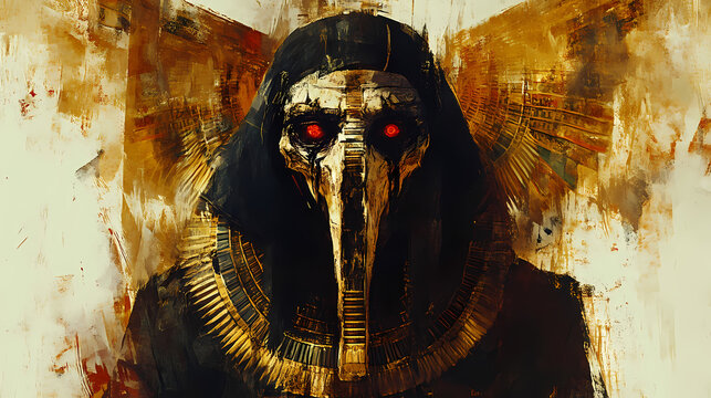 Ancient futurism image of the god thoth of egypt. Undead Pharaoh. Illustration