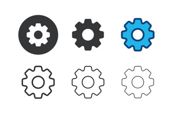Gear cogwheel multi series style icons collection. Minimal icon and symbol vector illustration