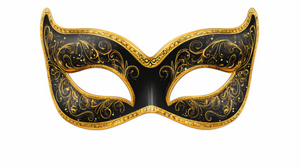 Black vector illustration of a venetian carnival mask isolated on a white background. Venetian Carnival. Illustration