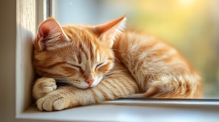 Cozy Feline Siesta: A Peaceful Cat Nap by the Window